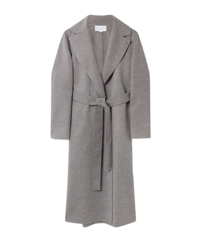 Stella Mccartney Belted Double Face Wool Wrap Coat In Gray
