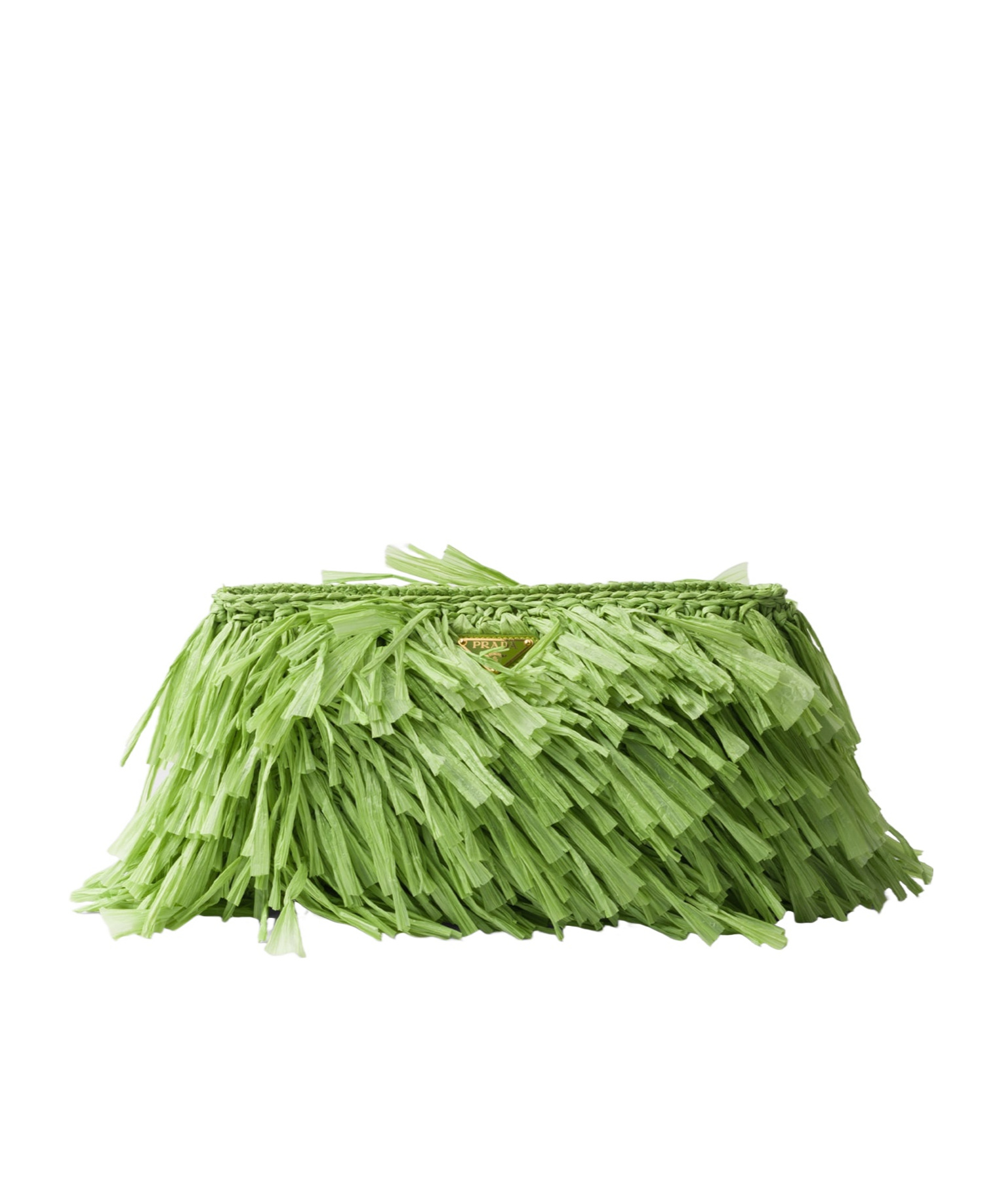 Prada Crochet Clutch Bag Fringe Detailing In Green