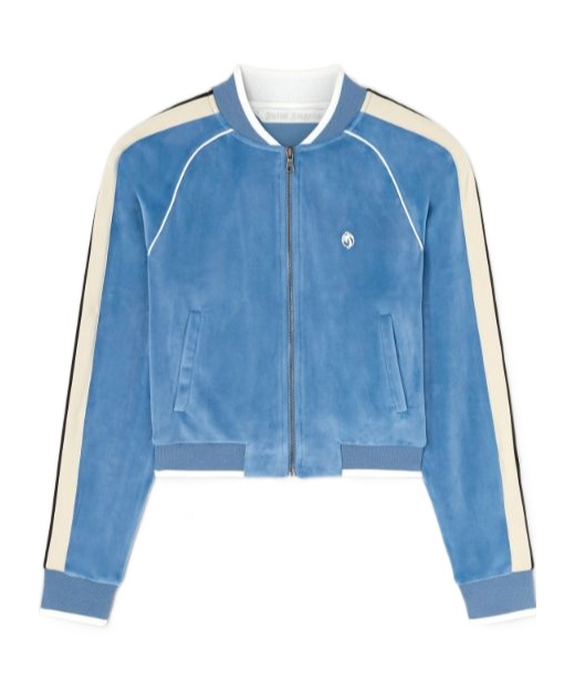Palm Angels Oval Palm Chenille Track Jacket In Blue
