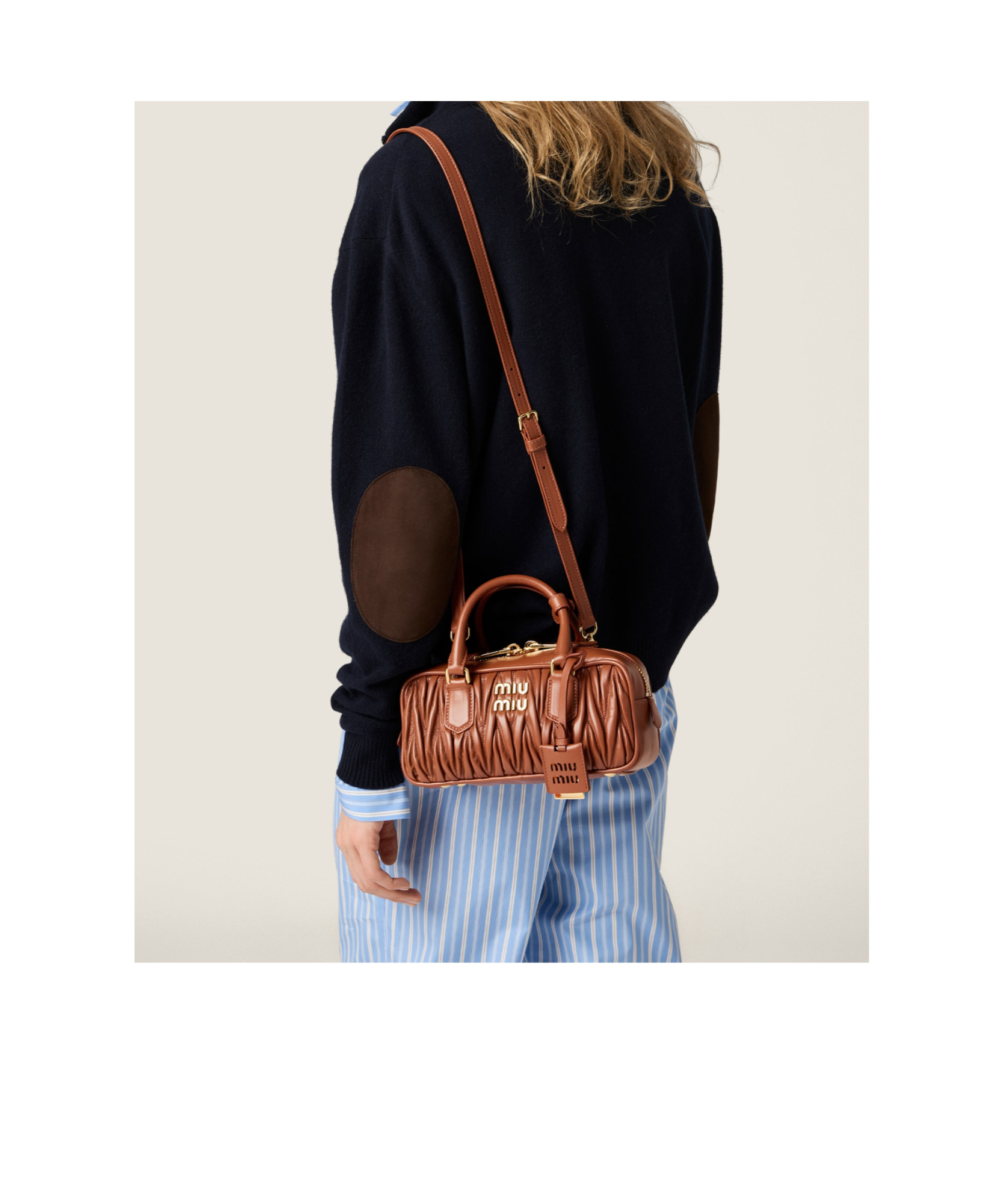 Miu Miu Arcadie Matelassé Nappa Leather Shoulder Bag In Brown