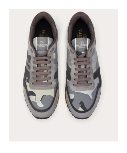 Valentino Rockrunner Camouflage Low-top Sneakers In Gray