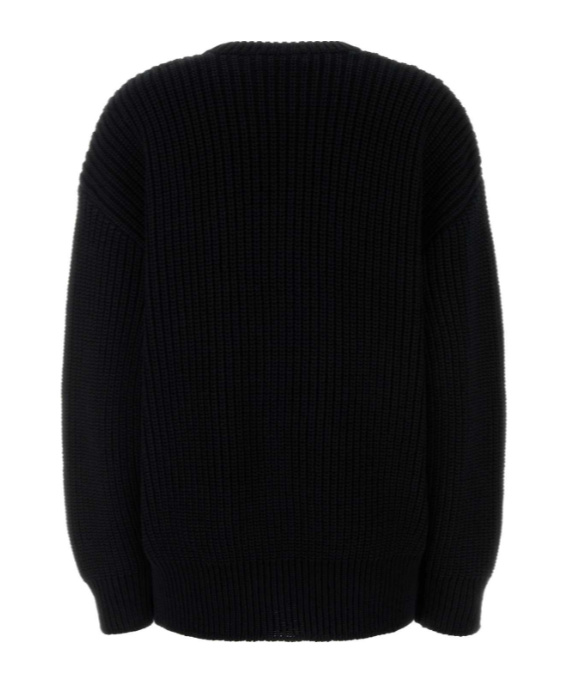 Marine Serre Knitwear Crew Neck Ribbed Texture In Black