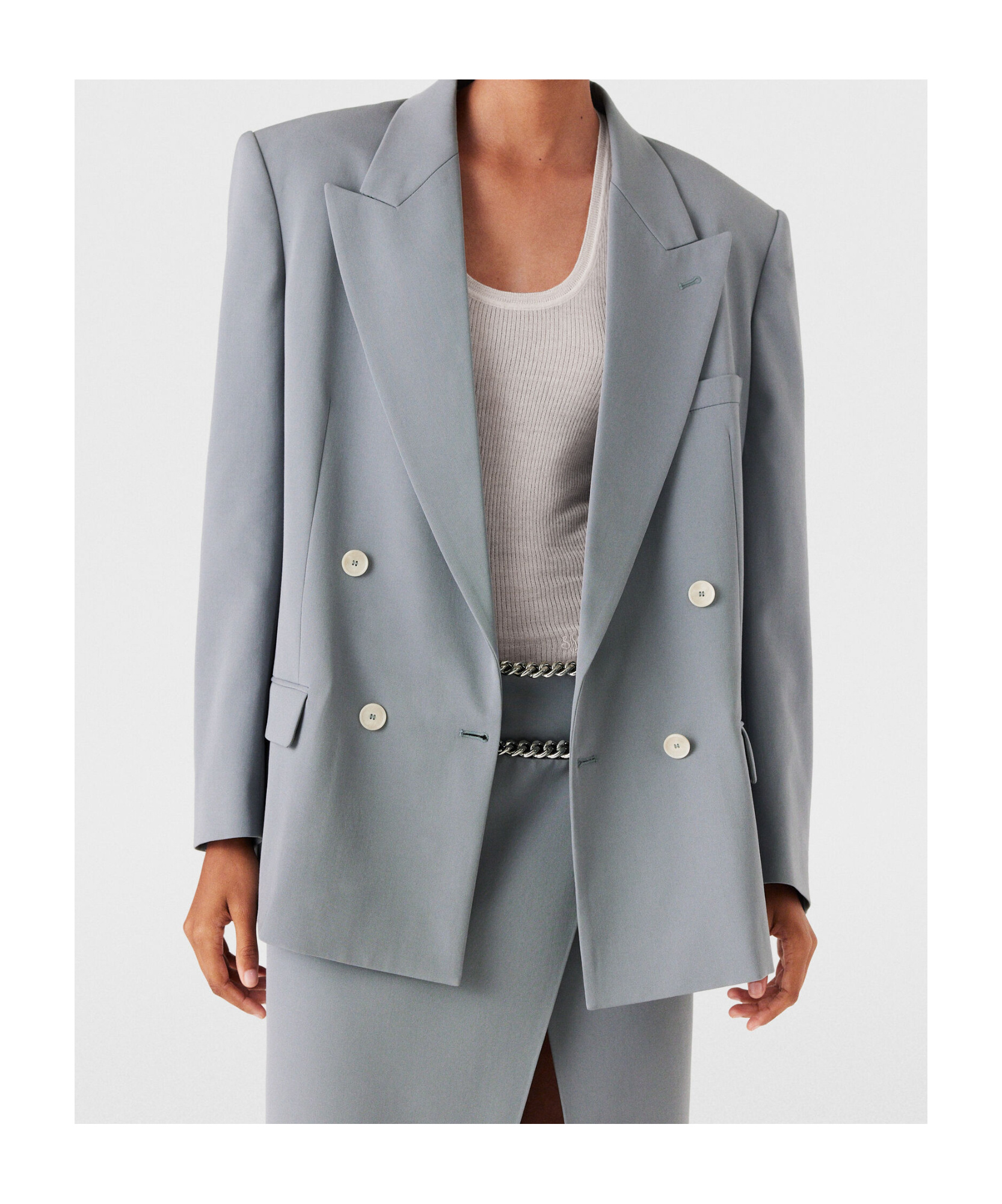 Stella Mccartney Oversized Double-breasted Blazer In Gray