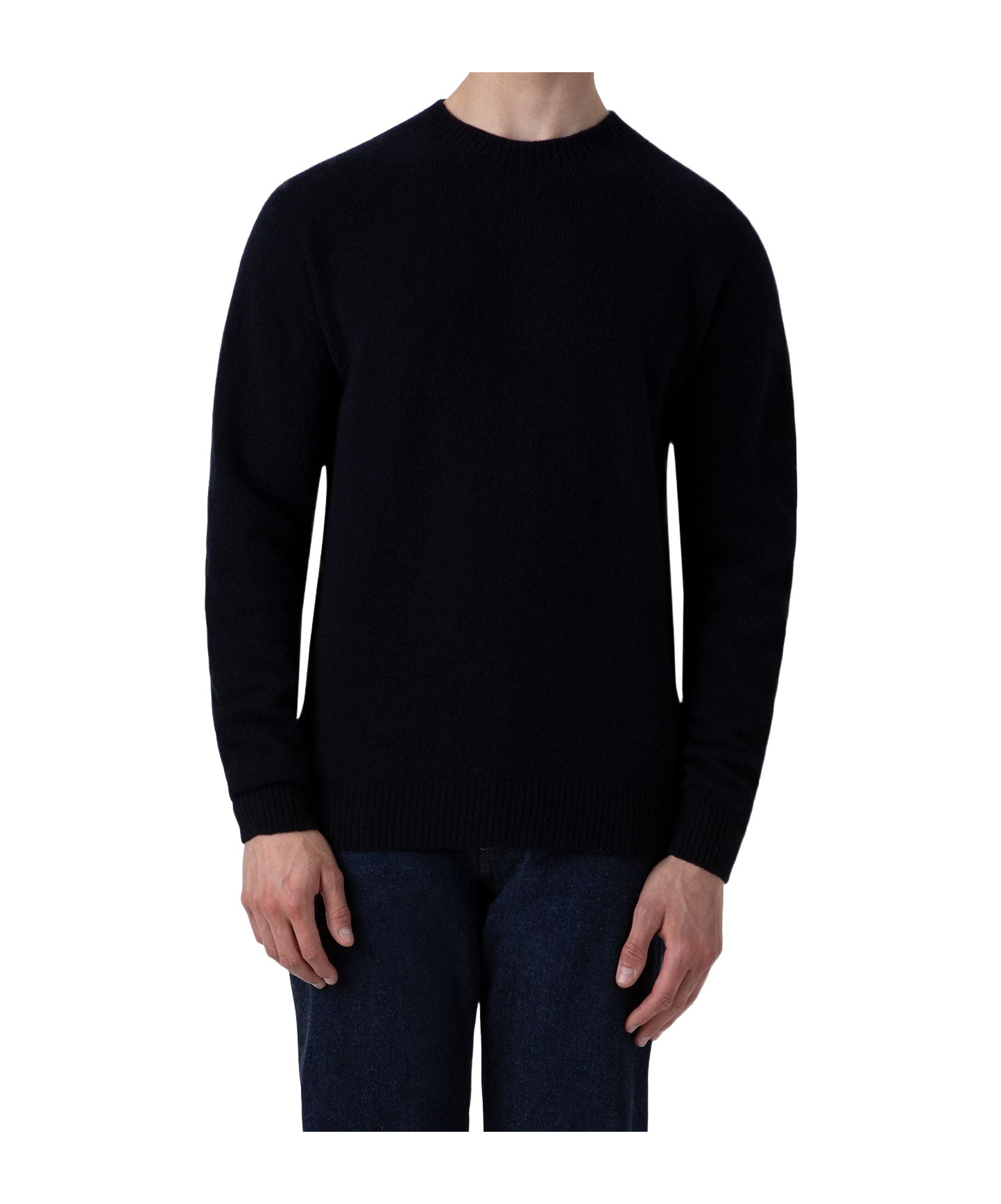 Sunspel Wool Round-neck Sweater In Black