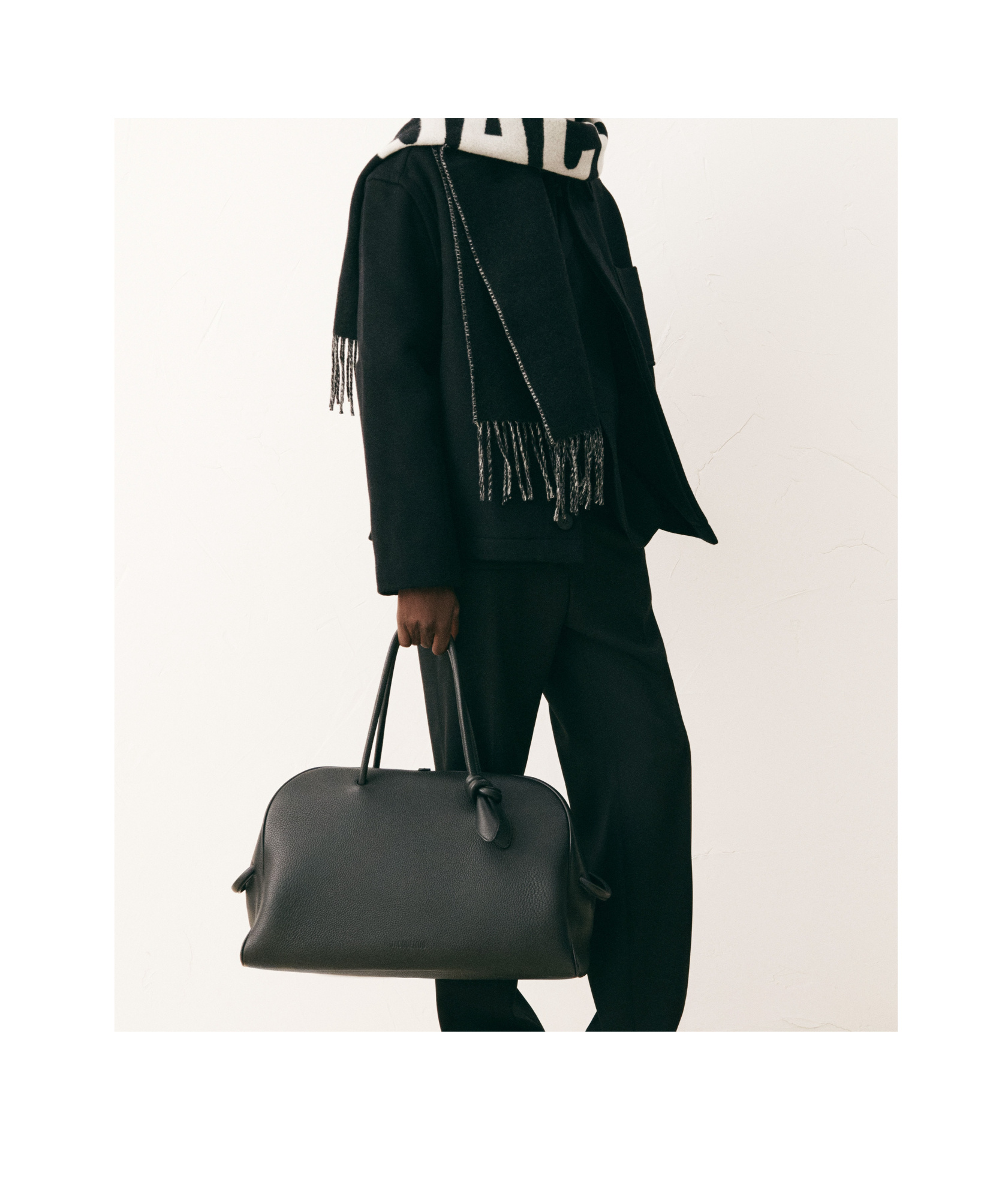 Jacquemus Large Bowling Shoulder Bag In Black