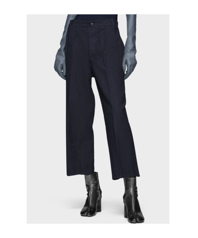 Maison Margiela Pleated Pinstripe Pants In Black