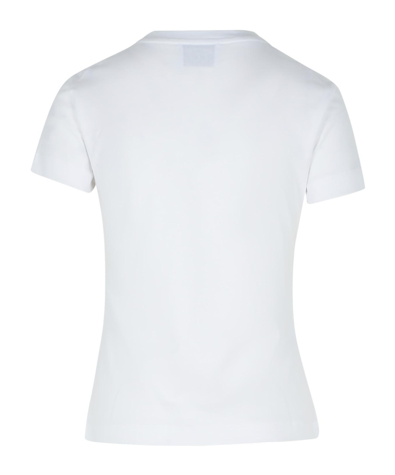 Moschino Ribbed Crew-neck Cotton T-shirt With Short Sleeves In White