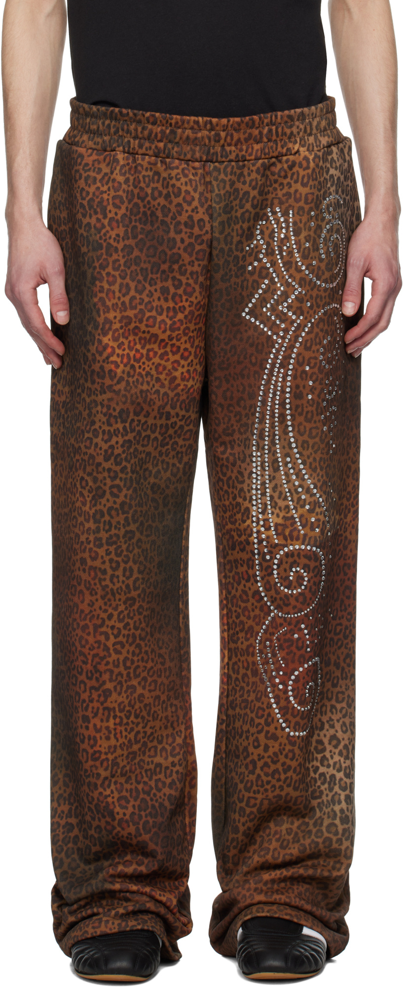 Praying Cheetah Studded Terry Sweatpants In Multi-color