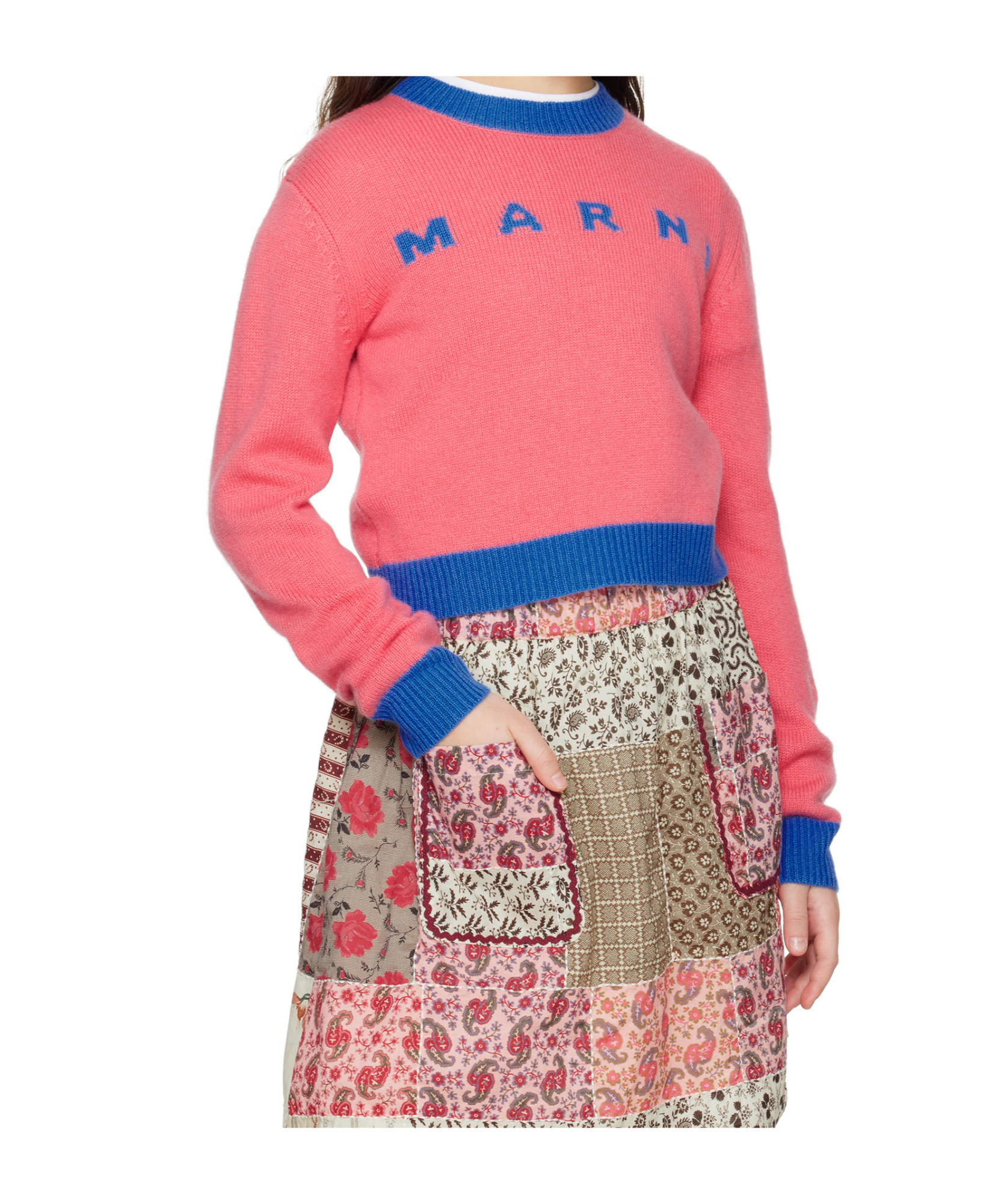 MARNI MARNI KIDS LOGO INTARSIA KNITTED JUMPER