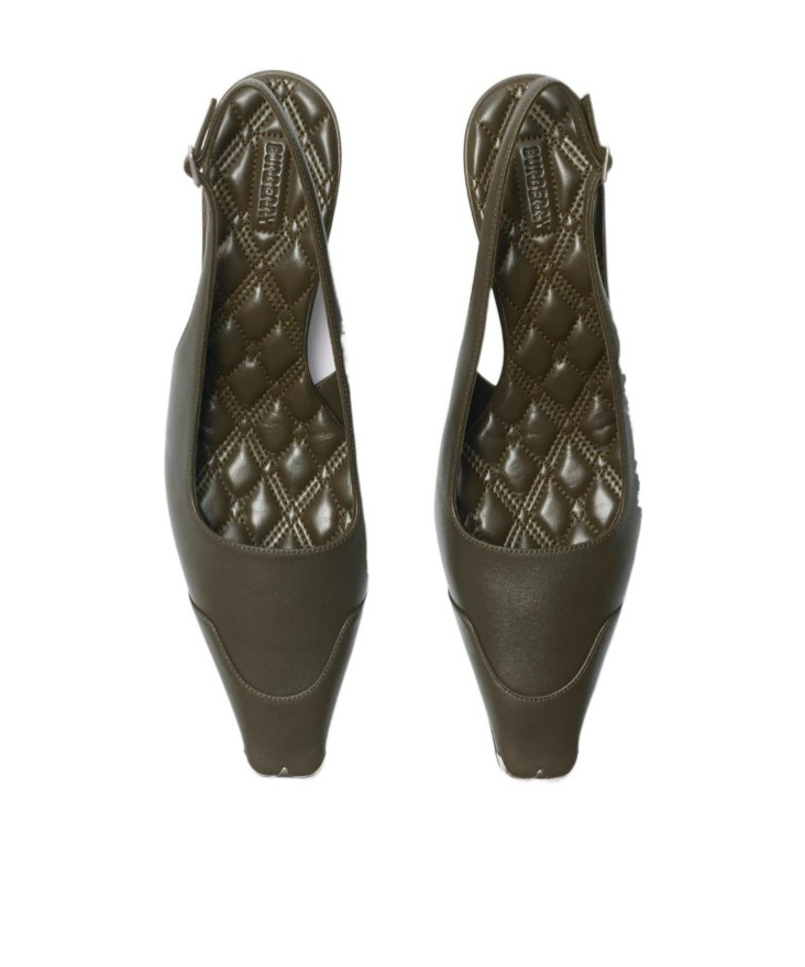 Shop Burberry 50mm Leather Slingback Pumps In Green