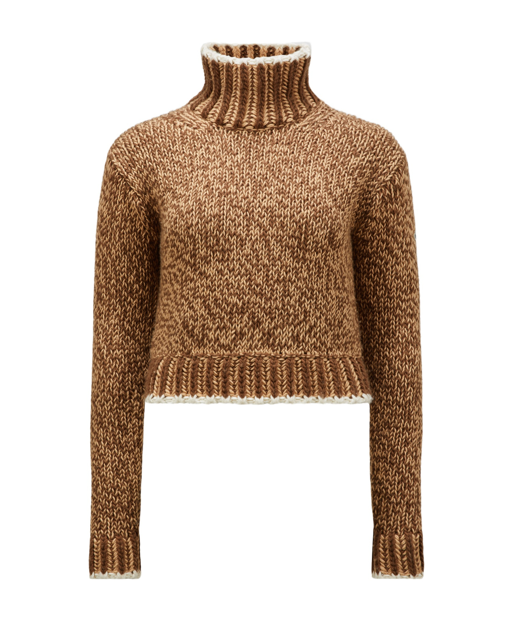 Moncler Patterned Wool Turtleneck Sweater In Brown