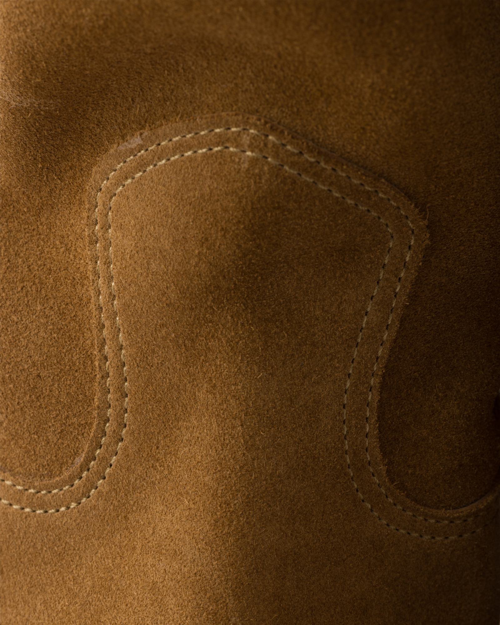 Prada Suede Leather Block Heel Mid-calf Boots In Tobacco Color