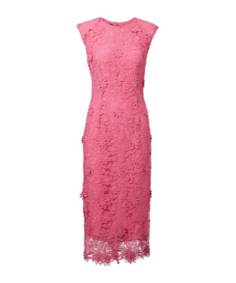 Monique Lhuillier Hibiscus Floral Lace Midi Dress In Pattern