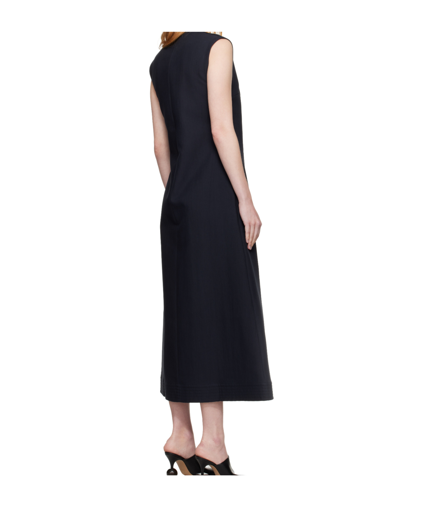 Studio Nicholson Navy Corus Midi Dress In Blue
