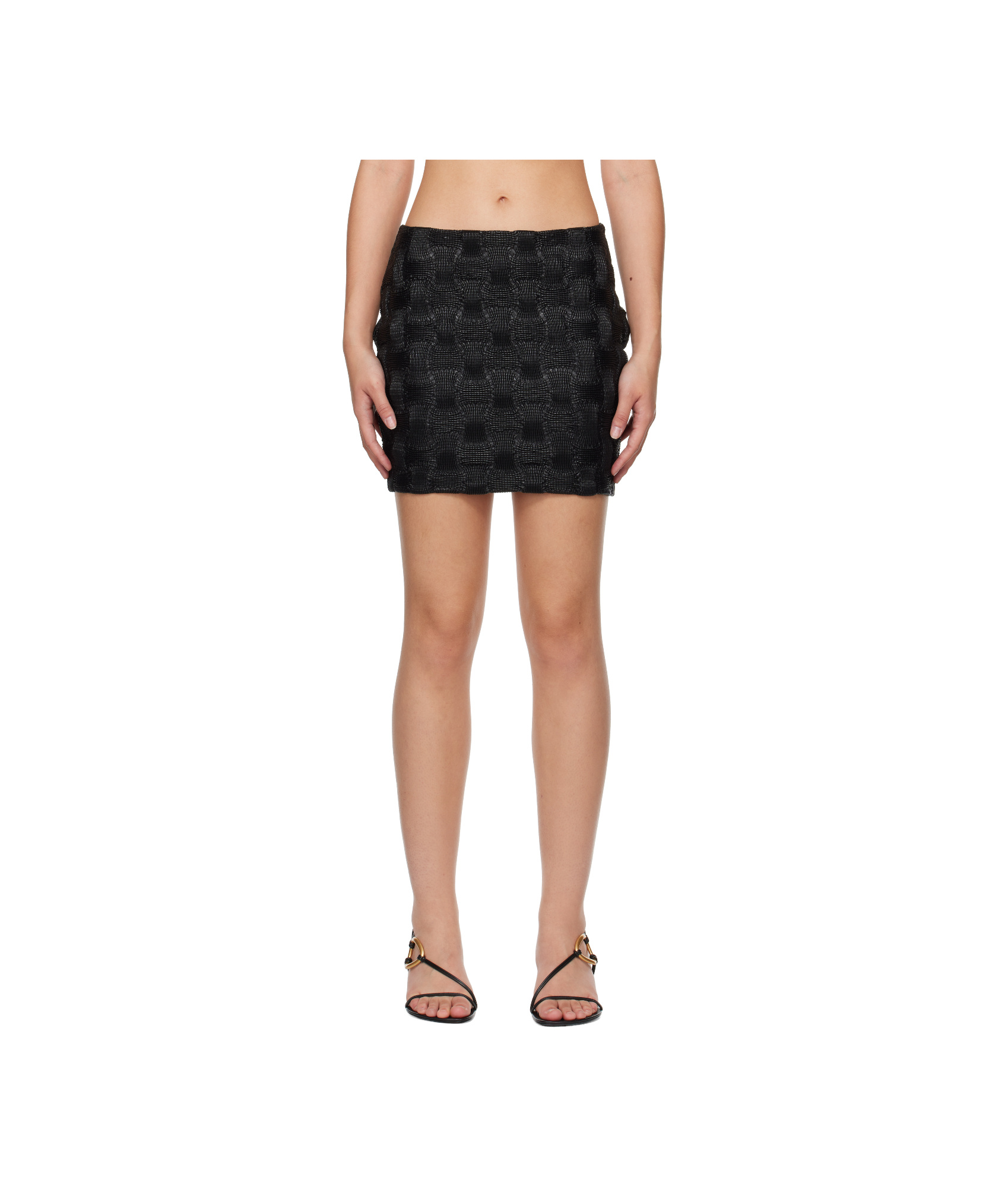 Nanushka Black Sarra Vegan Leather Miniskirt In Nude