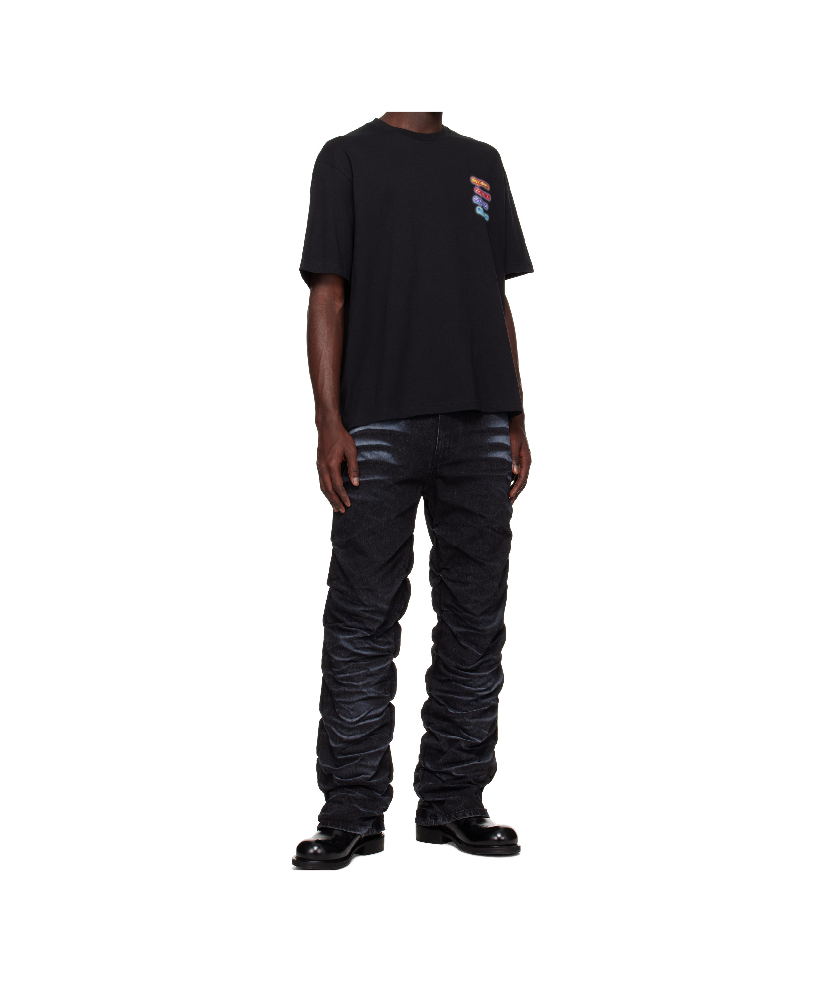 We11 Done Neon Logo Short Sleeved T-shirt In Black