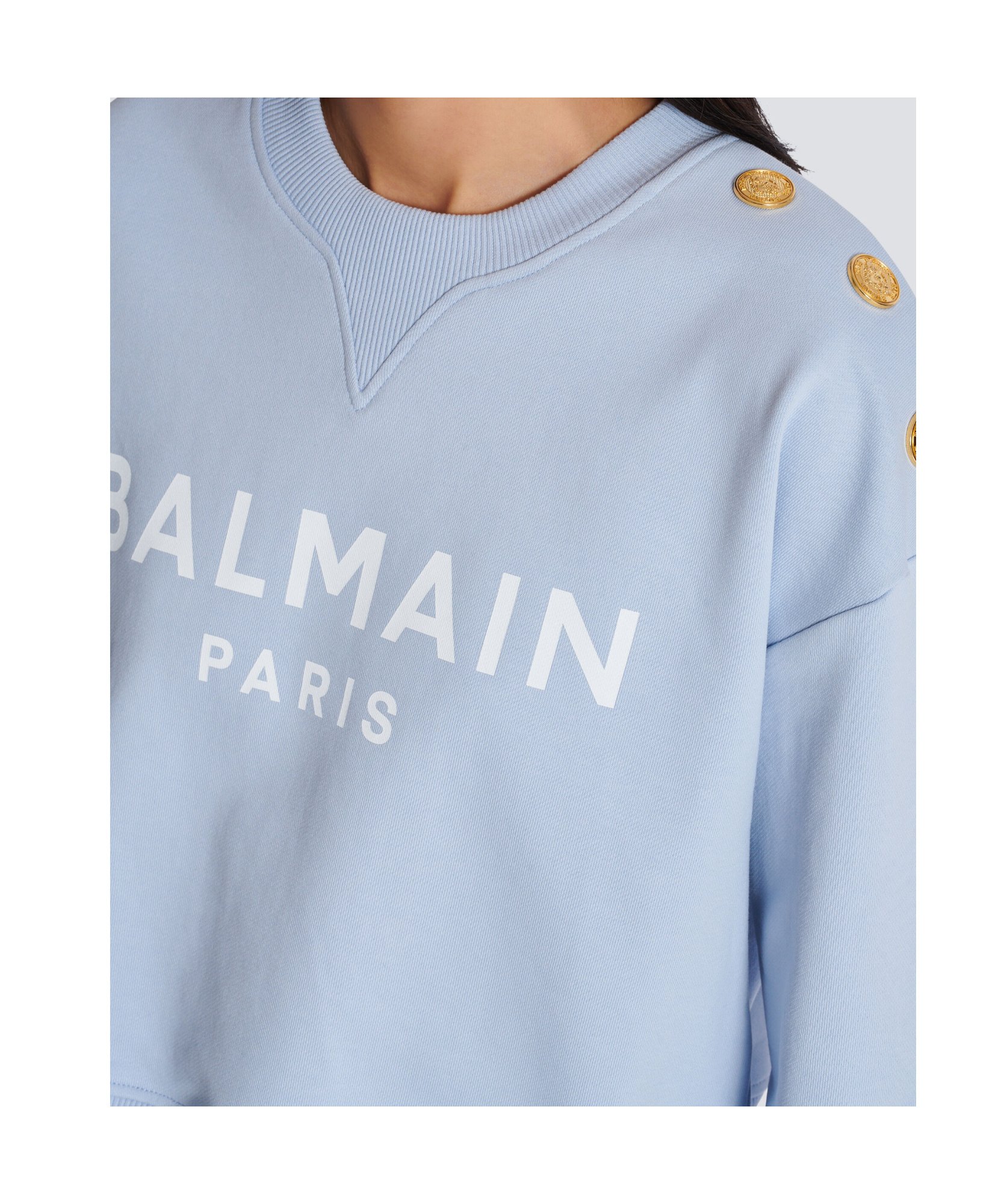 Shop Balmain Printed Paris Sweatshirt In Blue