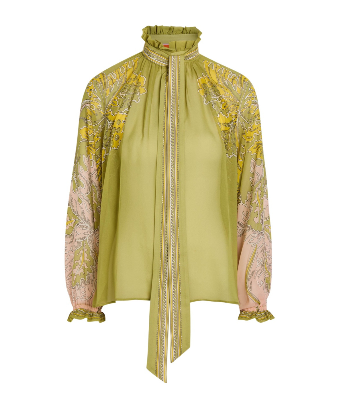 La Doublej Cerere Printed Silk Blouse In Green