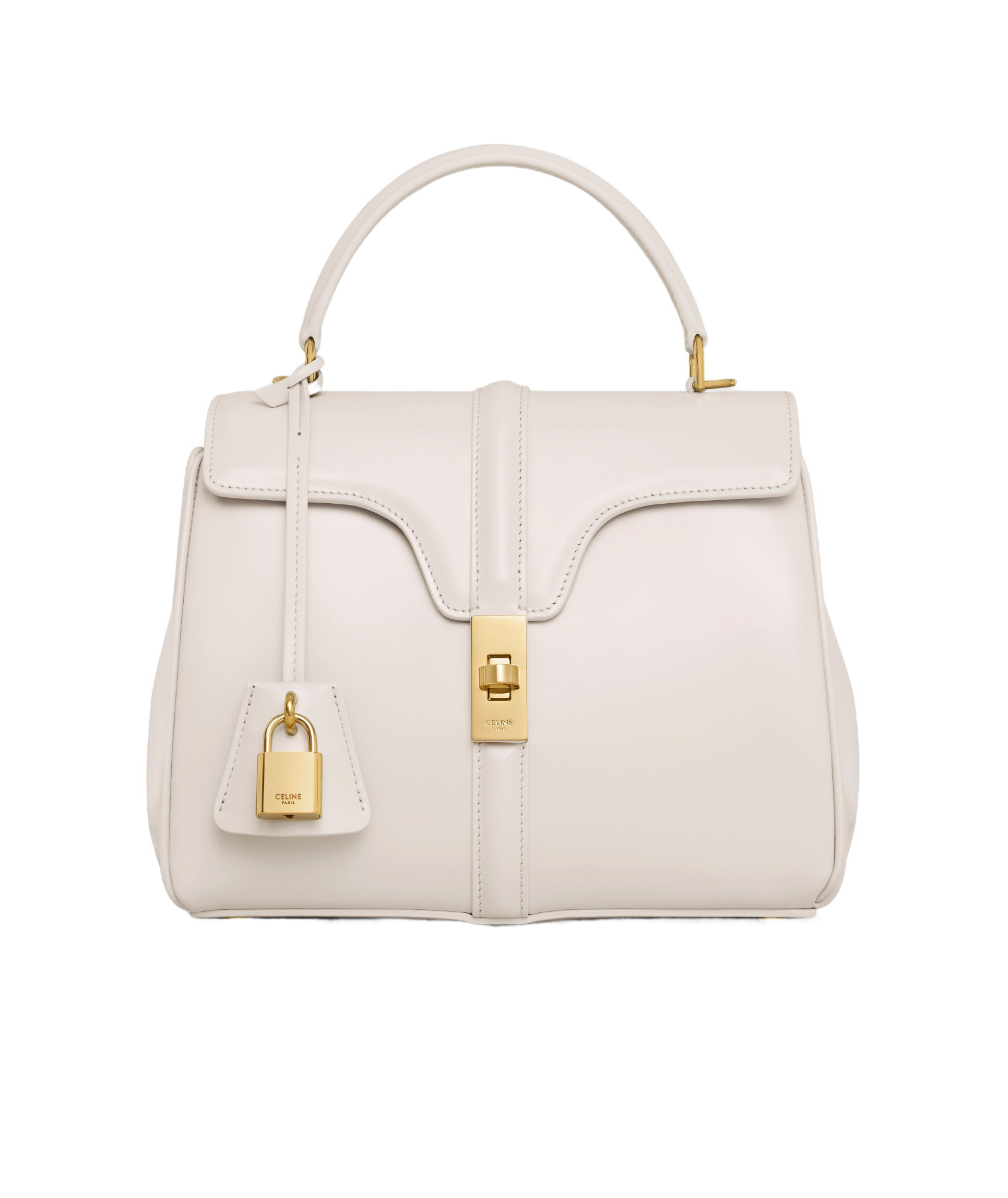 Celine Small 16 Bag In Satinated Calfskin In White