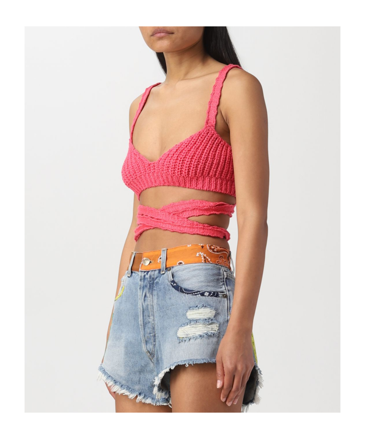 Alanui Pink Wool Palm Springs Top In Multicolor
