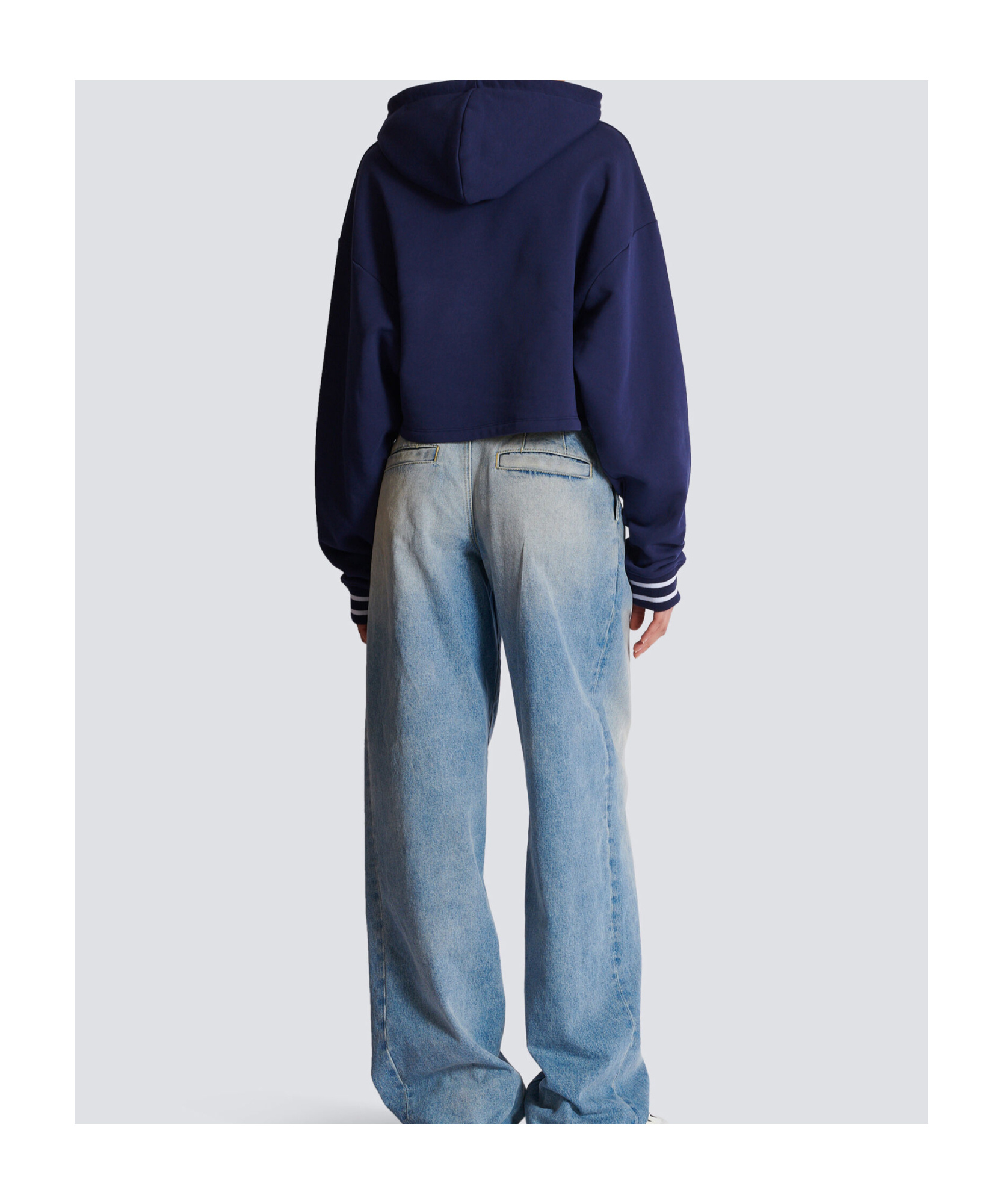 Balmain Gingham Paris Hoodie In Blue