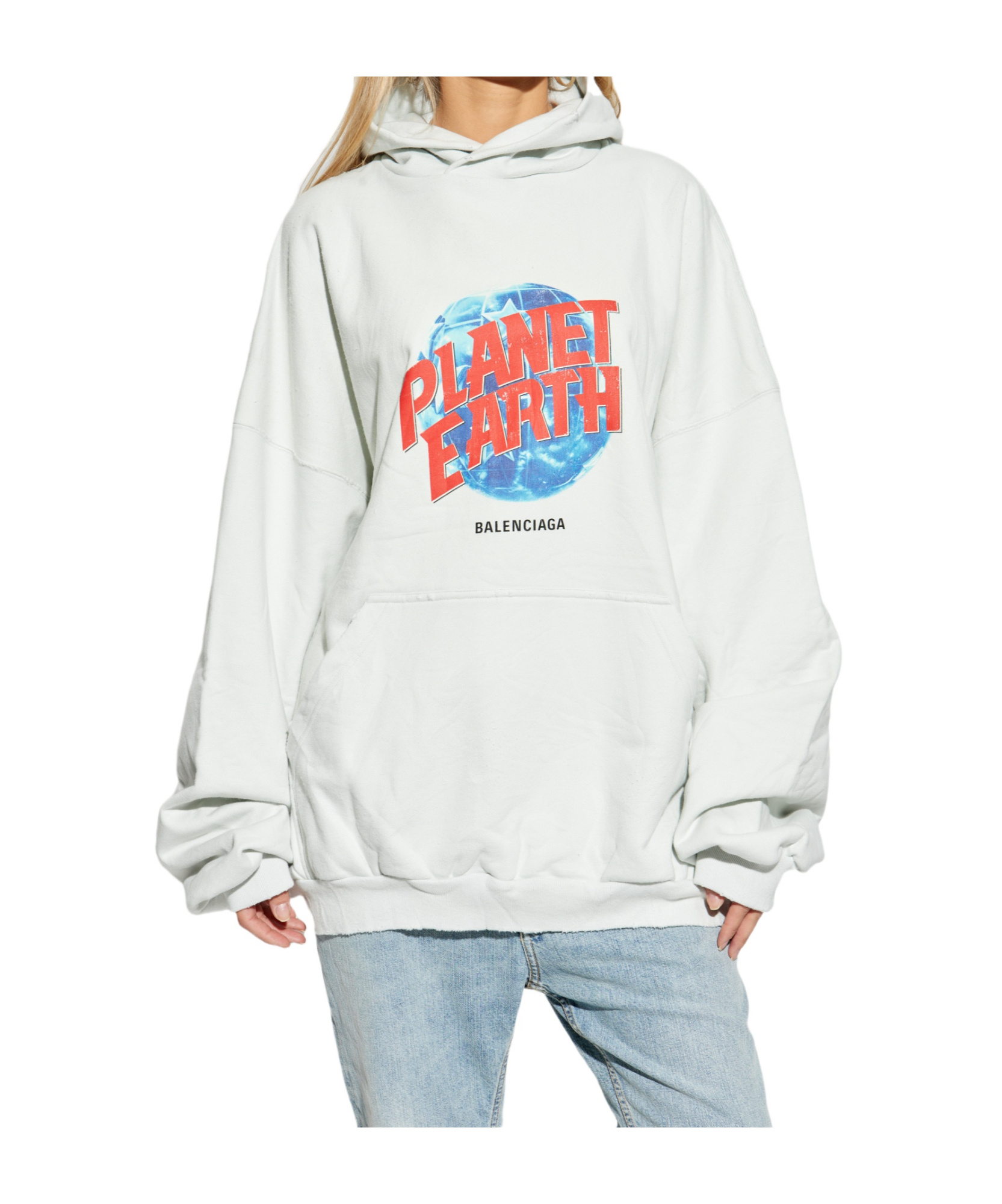 Balenciaga Planet Earth Hoodie In White