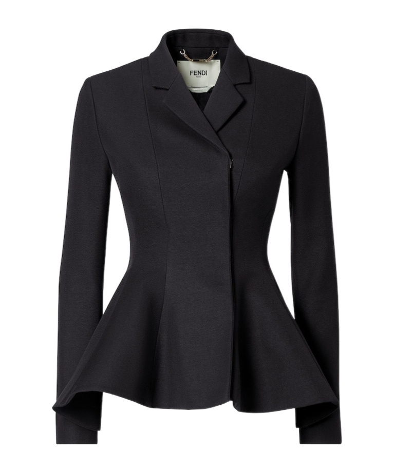 Fendi Grain-de-poudre Wool Jacket In Black