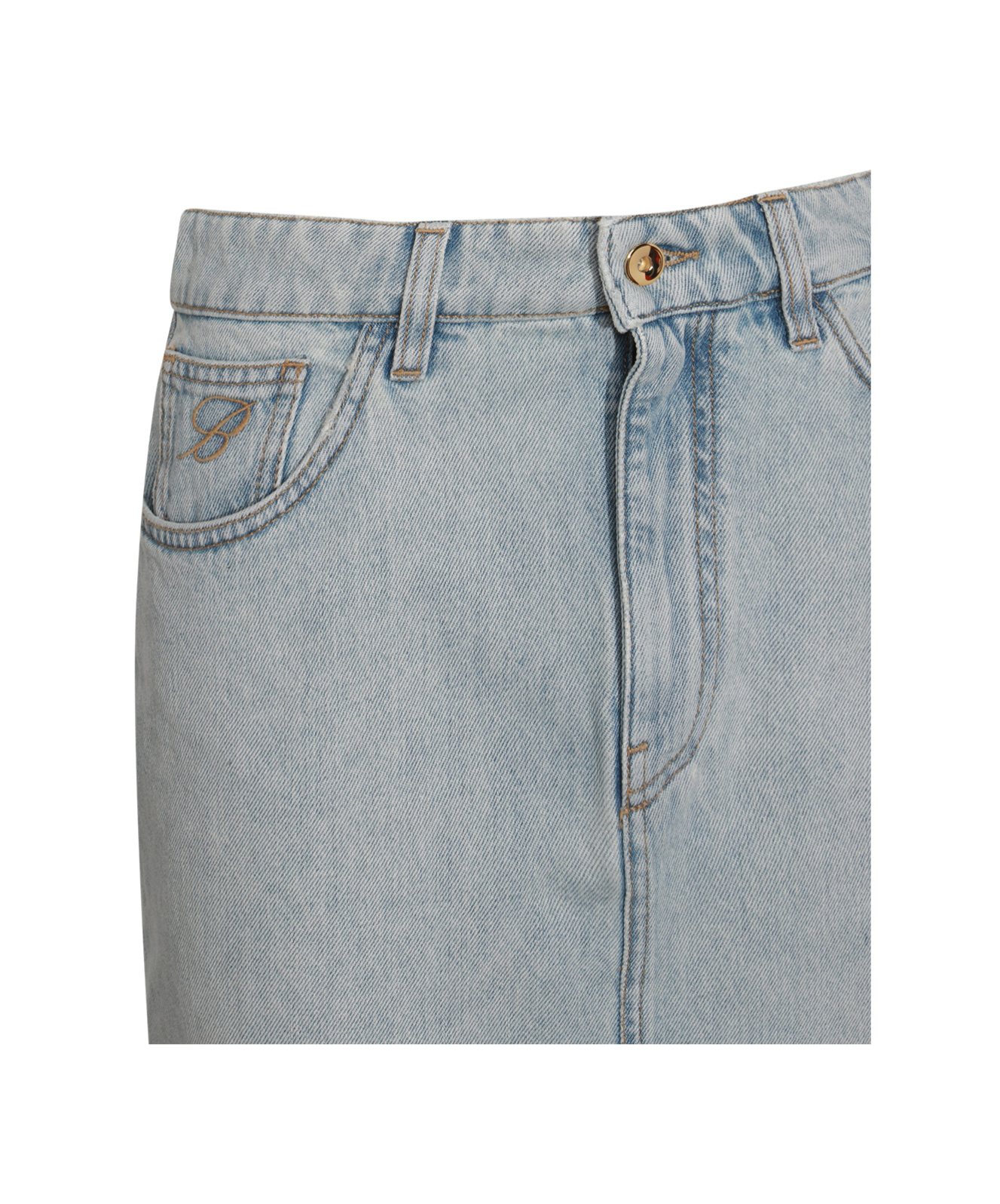 Blumarine Blue Cotton Denim Skirt In Gray