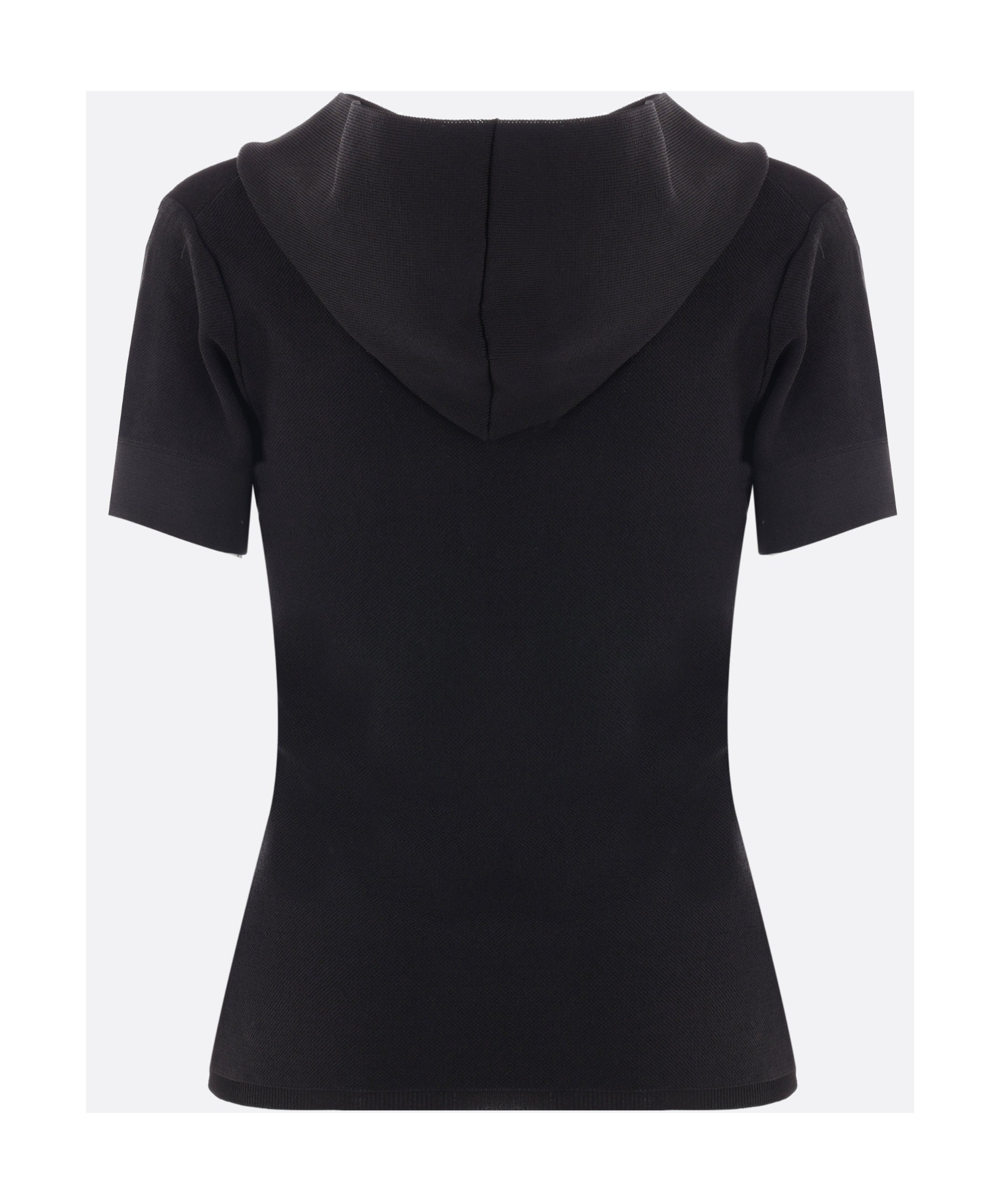 Alaïa Hooded Knitted V-neck T-shirt In Black