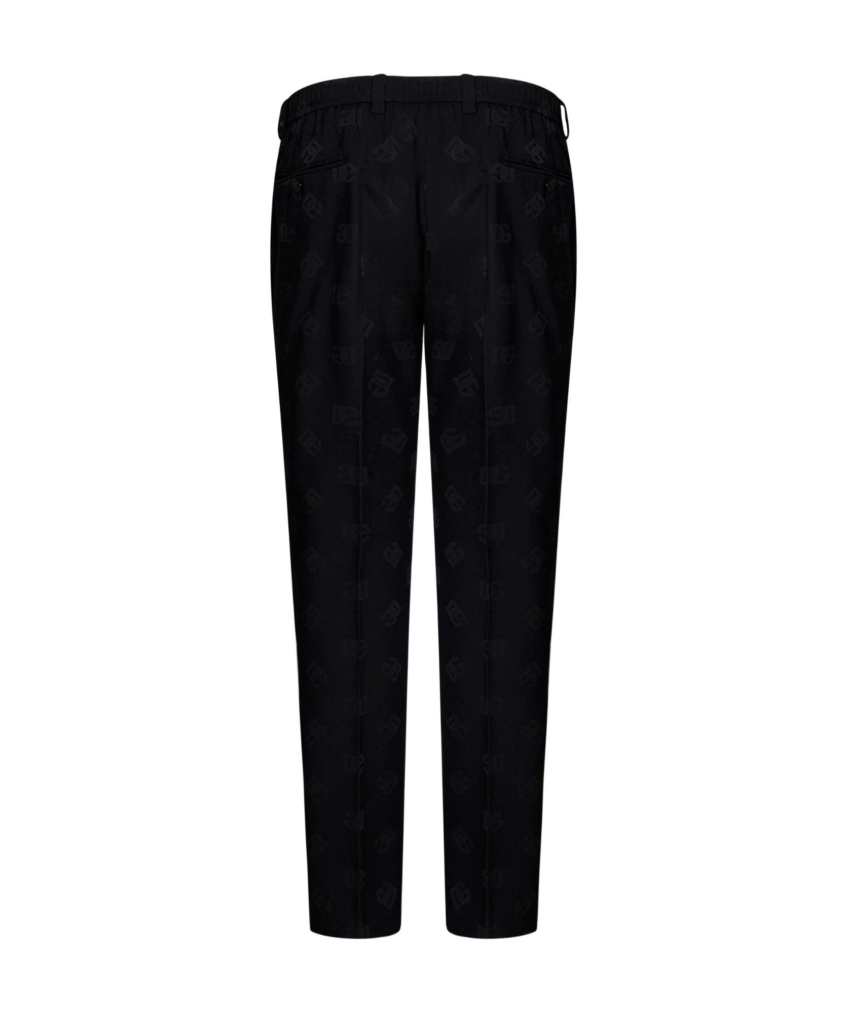 Dolce & Gabbana Monogram-pattern Tailored Trousers In Black