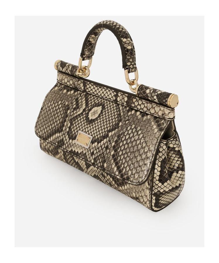 Dolce & Gabbana Dolce  Gabbana Small Logo Plaque Embossed Sicily Handbag In Nude