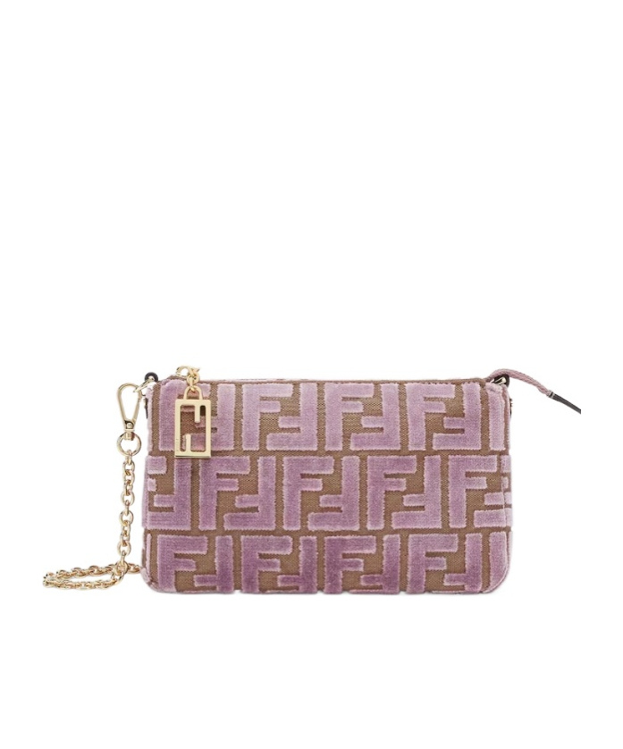 Fendi Jacquard Ff Chain Clutch In Multicolor