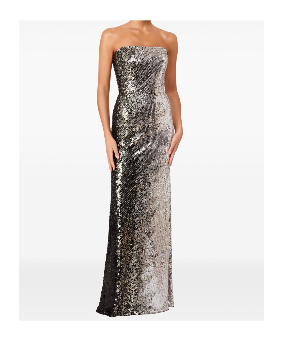 Jenny Packham Caron Sequin-embellished Strapless Maxi Dress In Silver