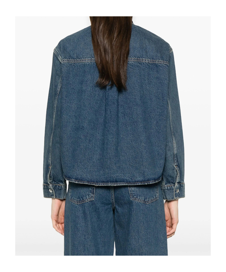 Shop Anine Bing Long Sleeved Denim Shirt In Blue