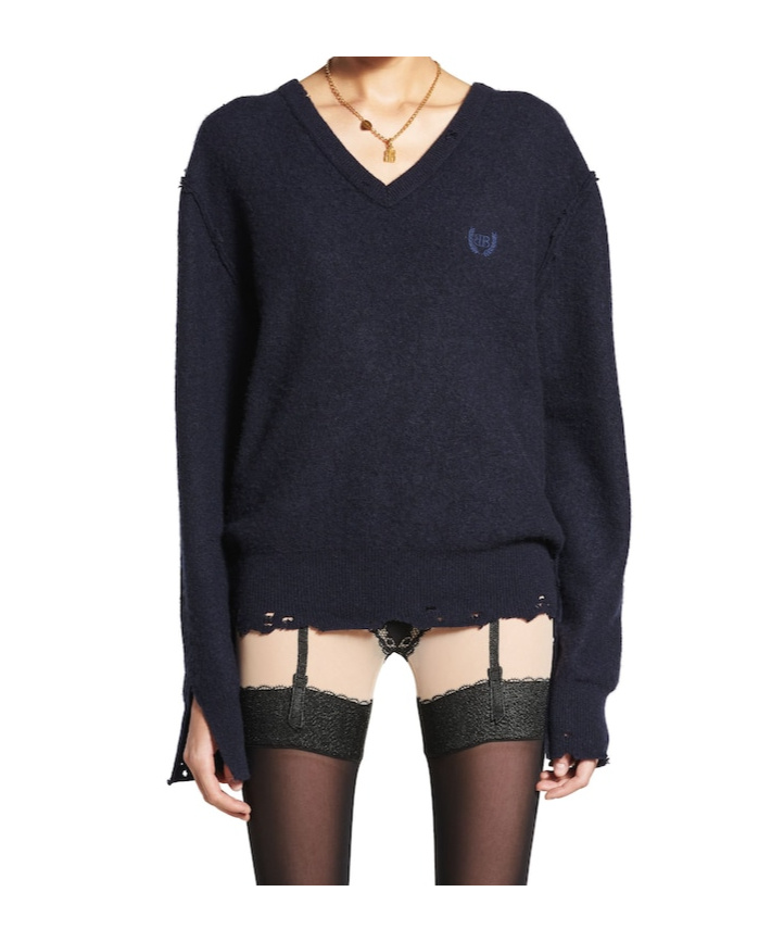 Balenciaga Cashmere-wool Inside Out Sweater In Navy Blue