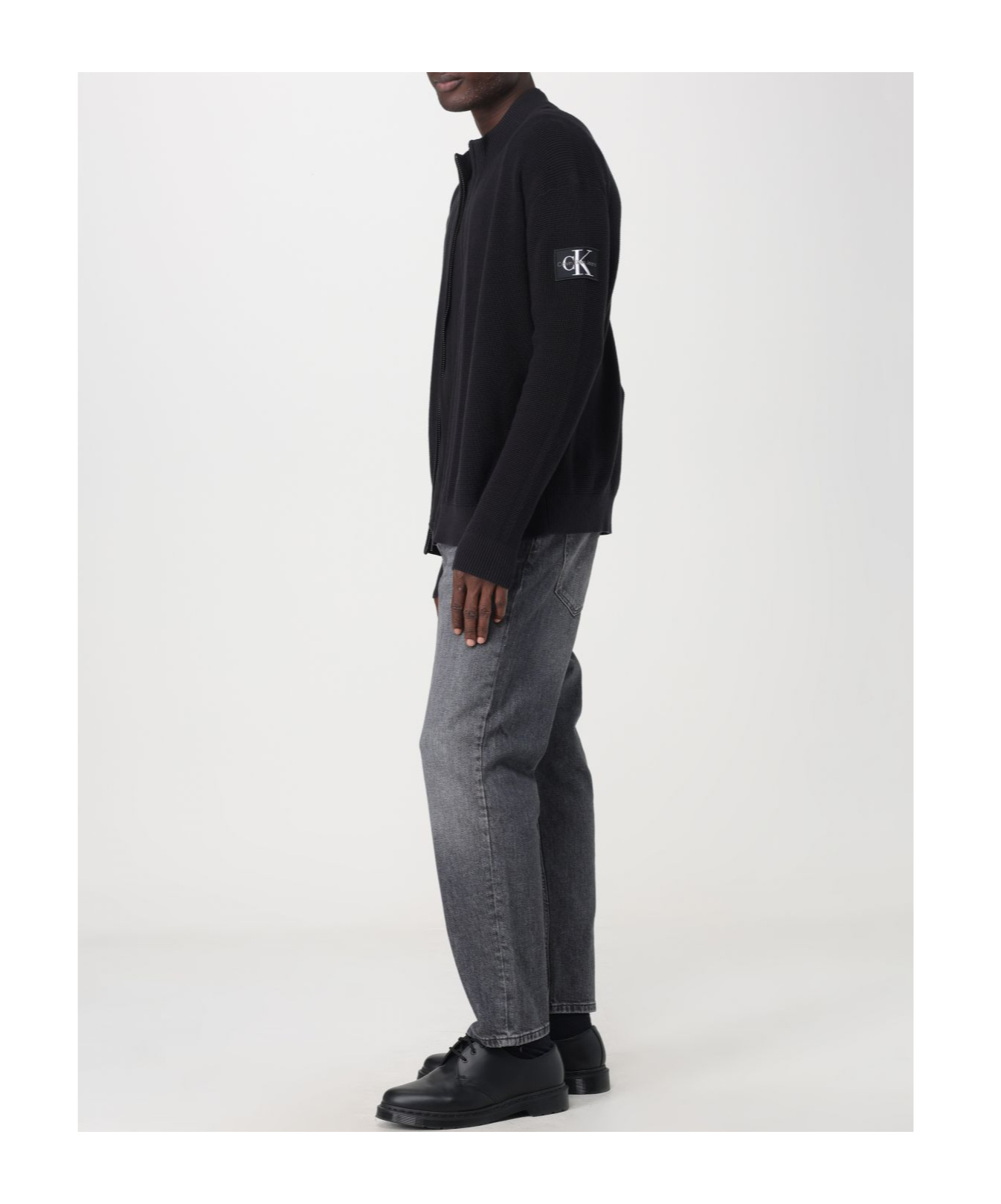 Calvin Klein Jeans Est.1978 Zip-up Waffle-knit Cardigan In Black
