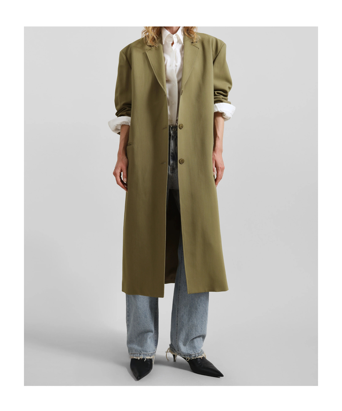 Shop The Frankie Shop Tribeca Long Coat - Khaki