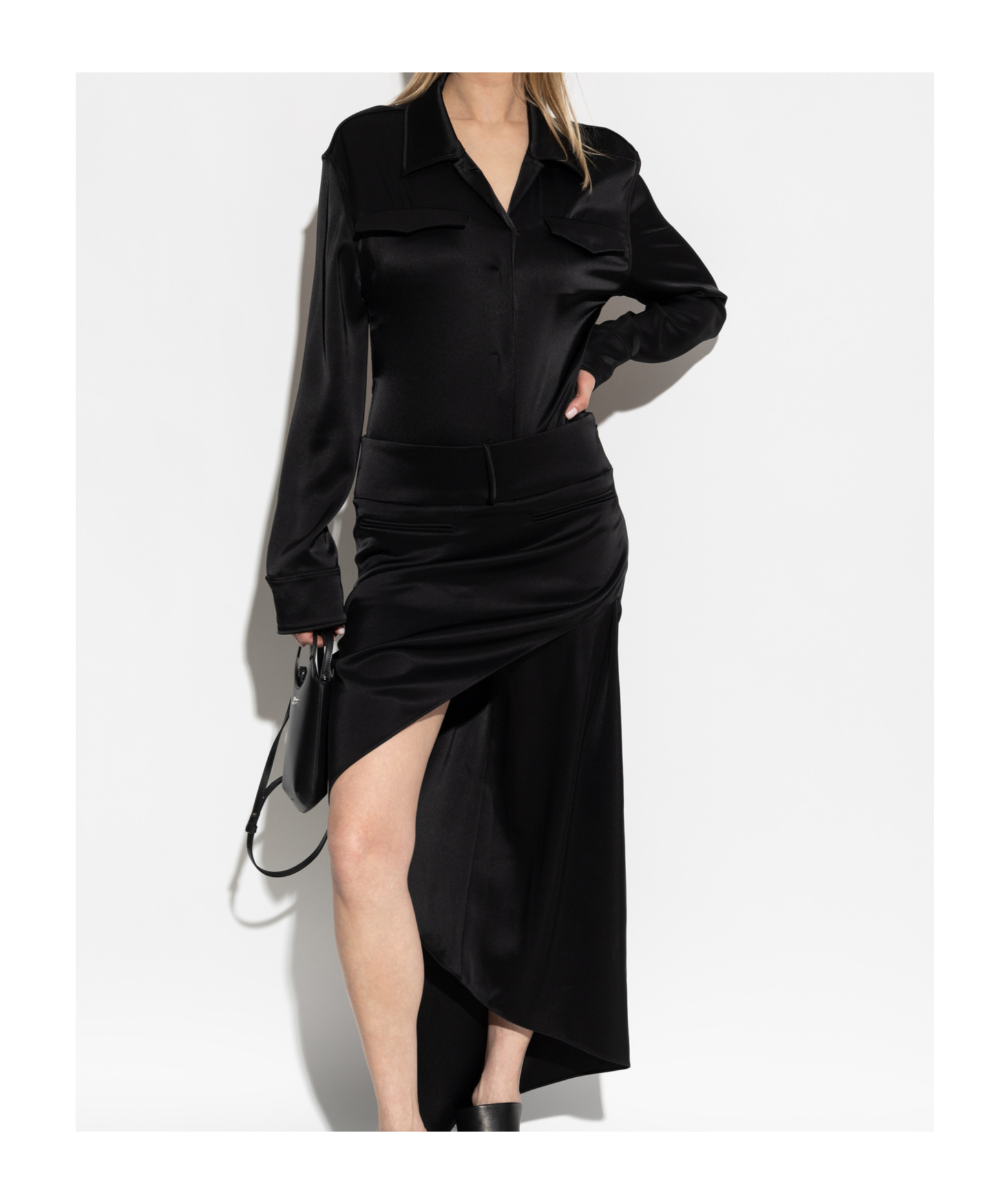 Courrèges Backless Shirt Bodysuit Clothing In Black