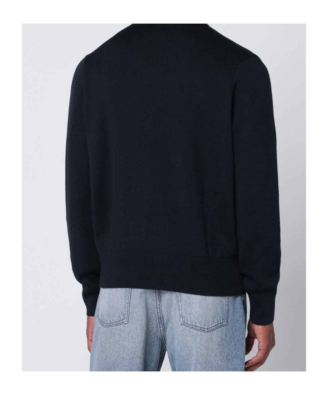 Ami Alexandre Mattiussi Wool Sweater With Turtleneck And Ribbed Finish In Black