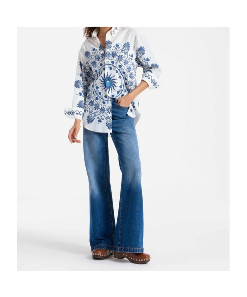 La Doublej La Double J Woman Shirt White Size M Cotton In Blue