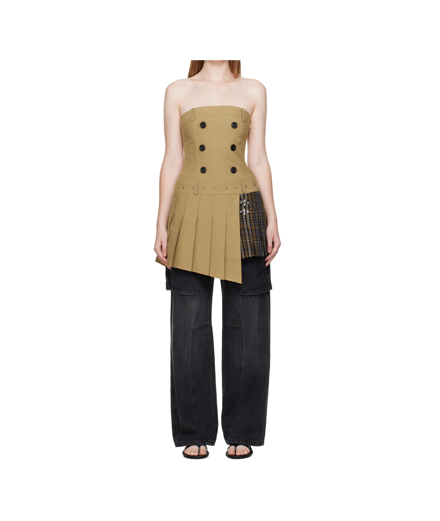 Andersson Bell Double Pleats Trench Dress In Brown