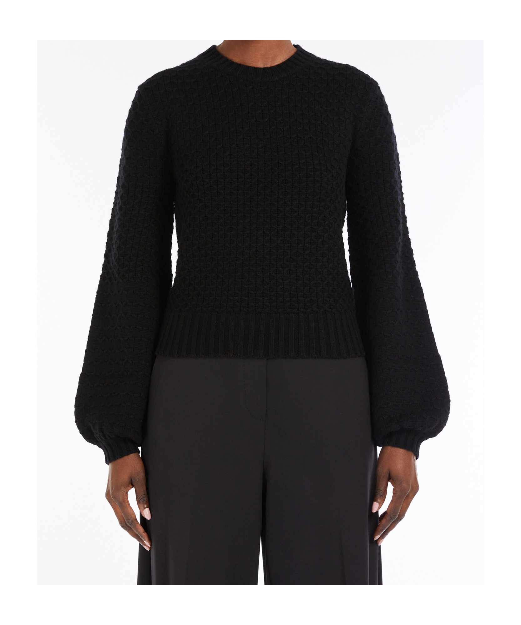 Shop Max Mara Wool And Cashmere Decorative-stitch Knit Jumper In Black