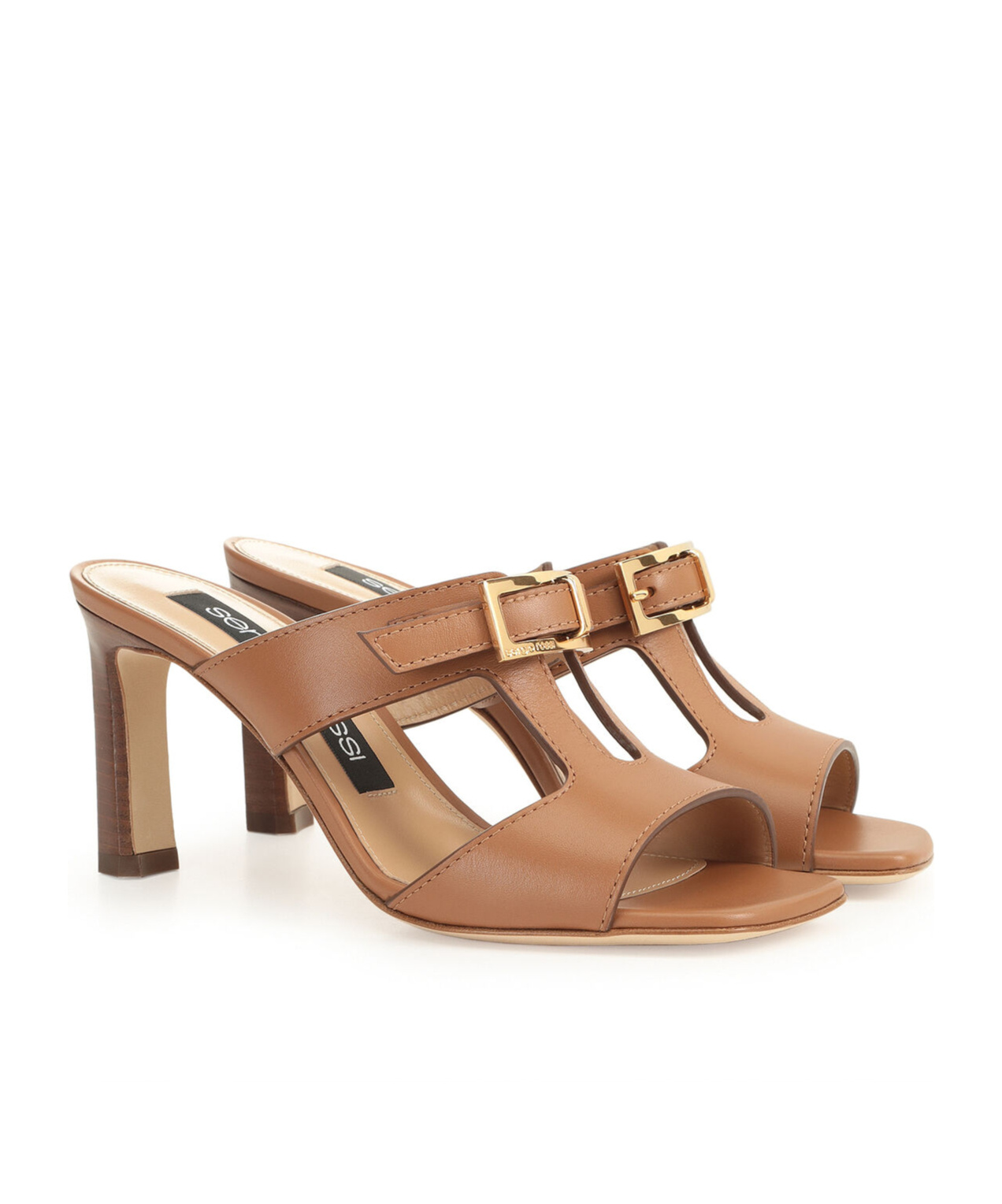 SERGIO ROSSI SQUARE-HEADED HIGH-HEELED SANDALS