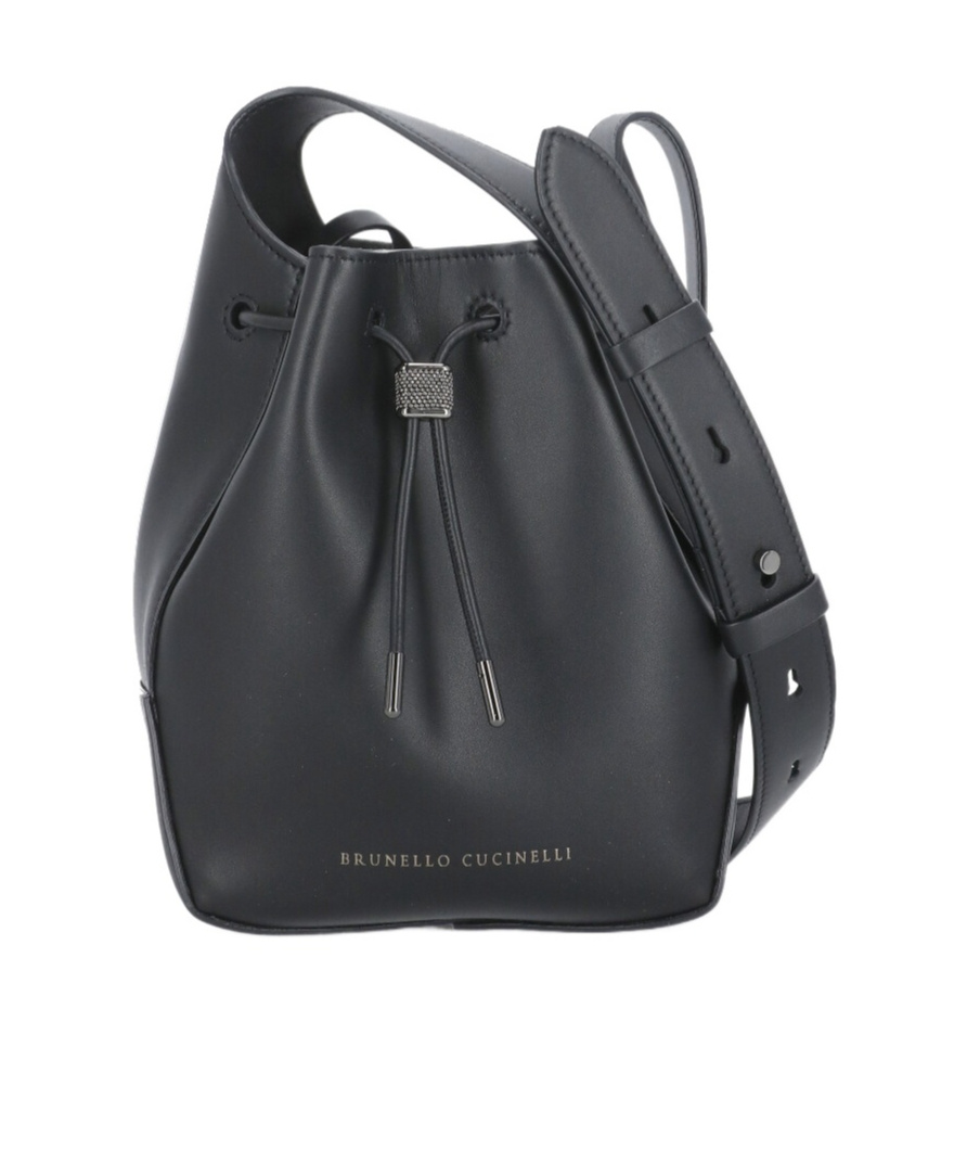 BRUNELLO CUCINELLI BRUNELLO CUCINELLI LOGO EMBOSSED EMBELLISHED BUCKET BAG