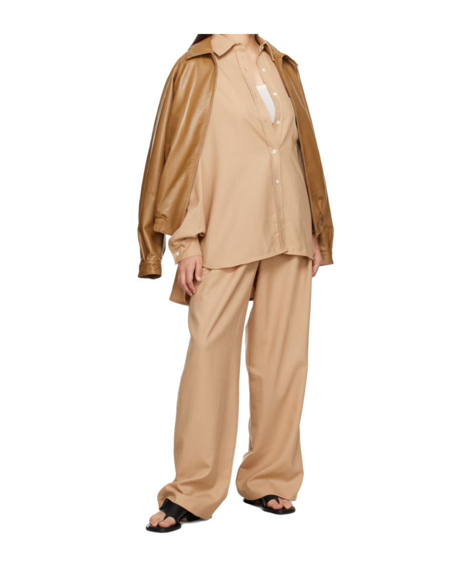 The Frankie Shop Georgia Twill Shirt In Brown