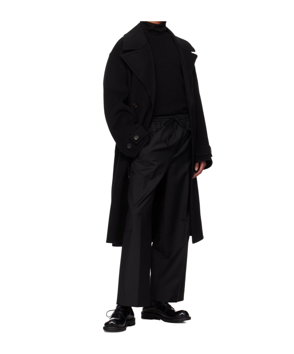 Rohe Black Wide Leg Drawcord Cargo Trousers In Black