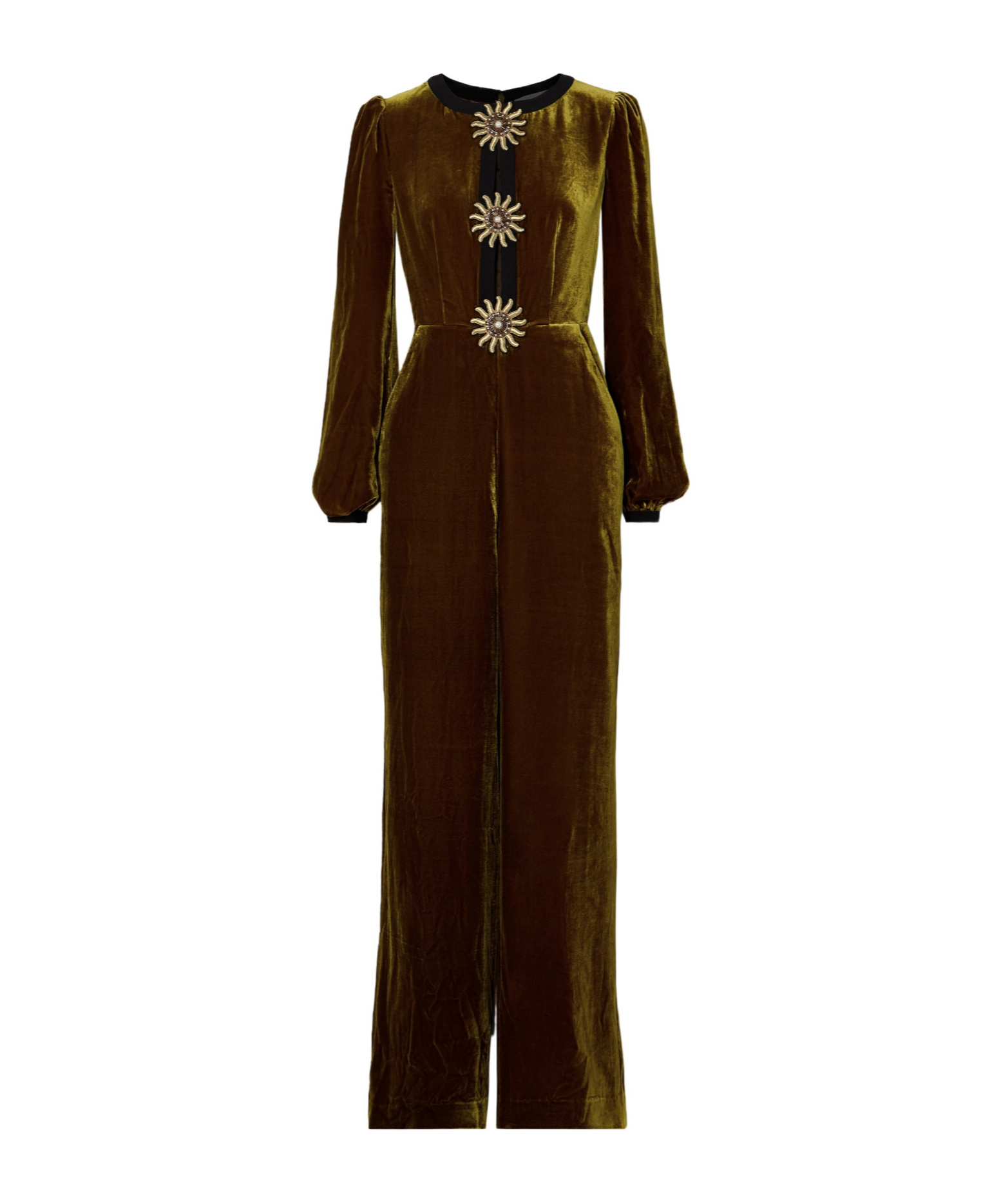 Saloni Cut-out Embellished Jumpsuit In Brown