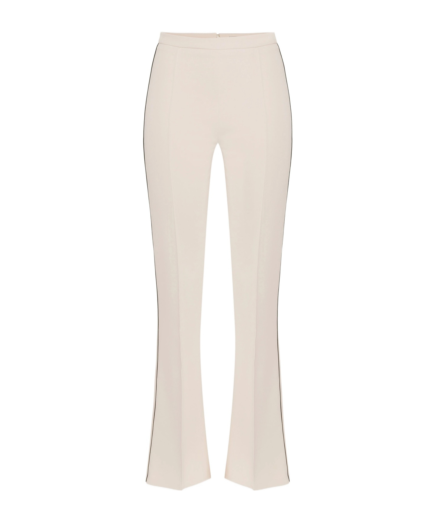 Elisabetta Franchi Contrasted Piping Crêpe Trousers In Neutral