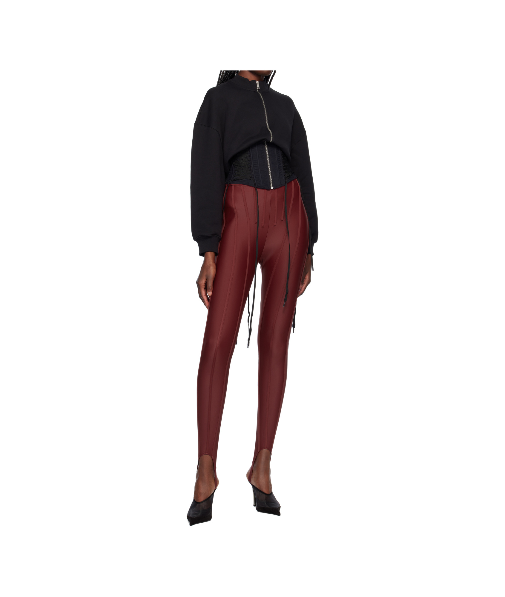Mugler Stirrup-detail Leggings In Red