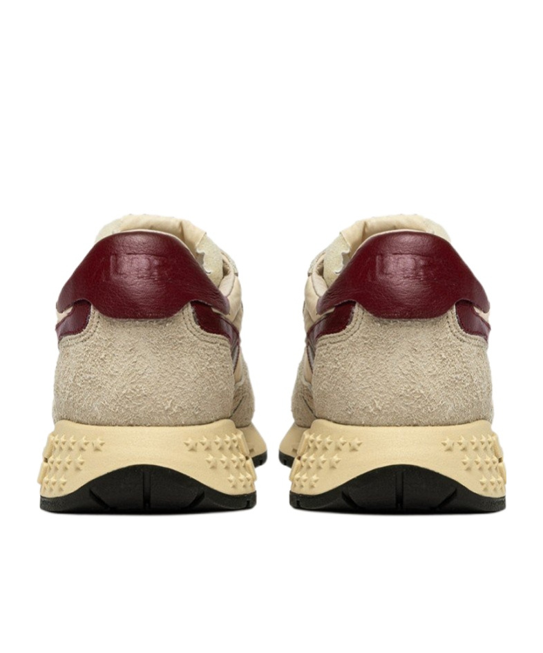 Autry Low Suede Net Sneakers With Contrast Panel In Neutral
